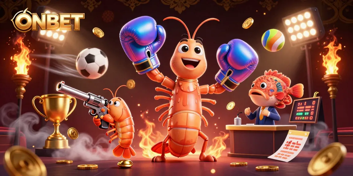 Engage in exciting betting with ONBET featuring a dynamic scene of cartoon marine life.