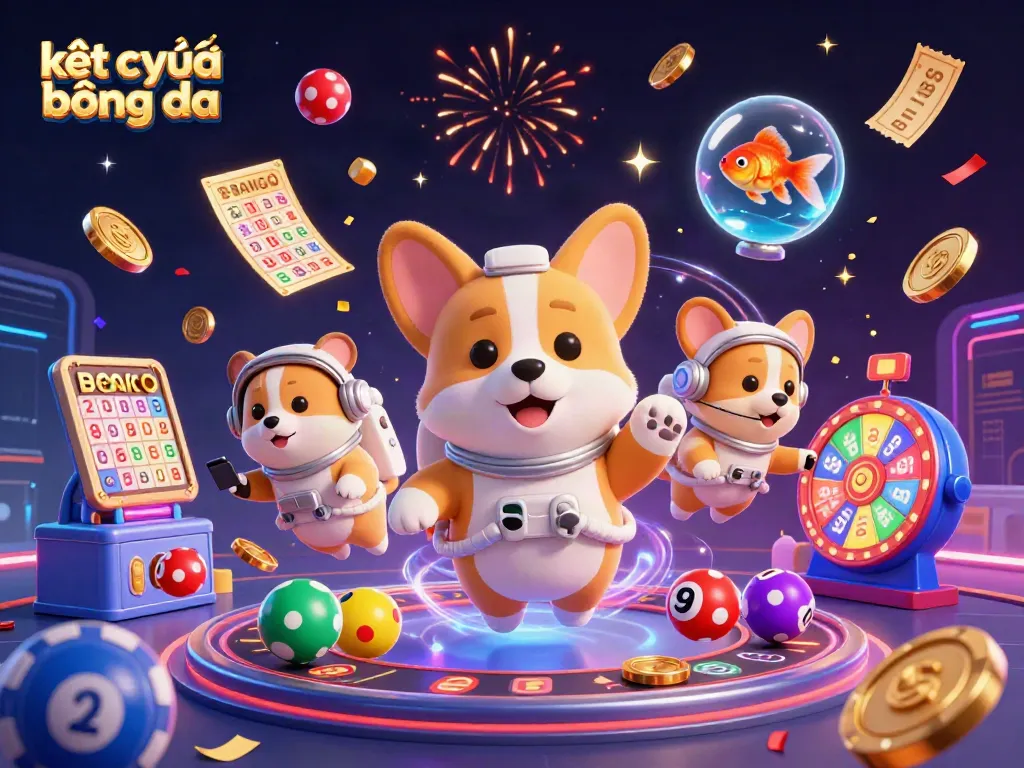 Engage with kết quả bóng đá in a dynamic casino-themed space as lottery elements and celebration effects enhance the excitement.