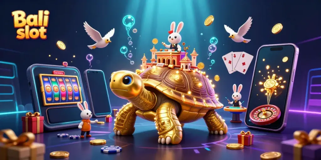 Experience thrilling gameplay with the Bali slot, featuring lively 3D characters and vibrant casino elements.