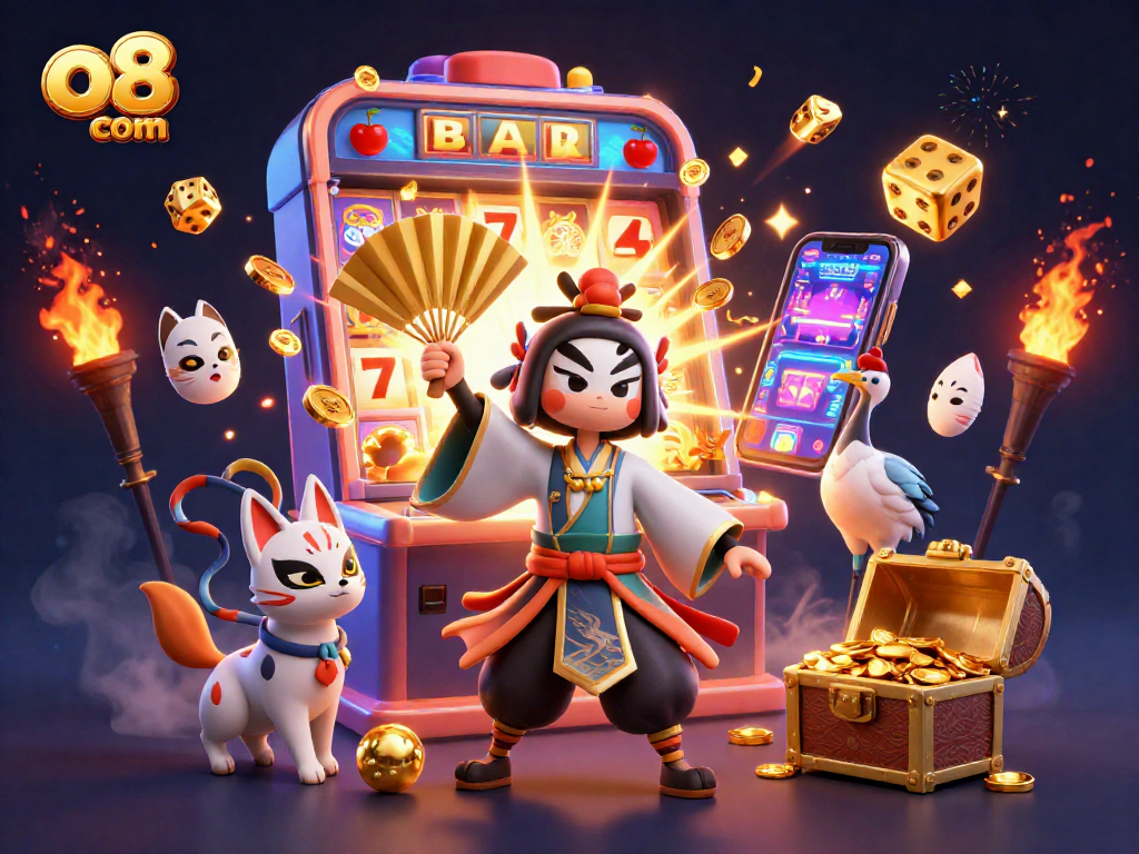 Experience excitement with the o8 com jackpot explosion and dynamic characters in a vibrant casino scene.