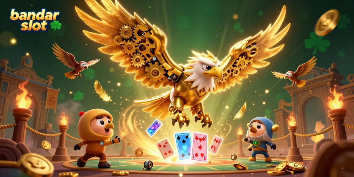 Experience the thrill of bandar slot in this vibrant 3D scene featuring animated characters amidst dynamic game elements.